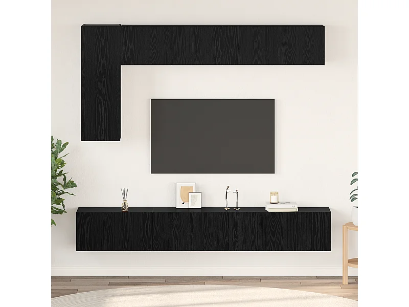 Conjunto de Mueble de TV | Mueble de salón 6 pcs Roble negro 30.5 x 30 x 90 cm