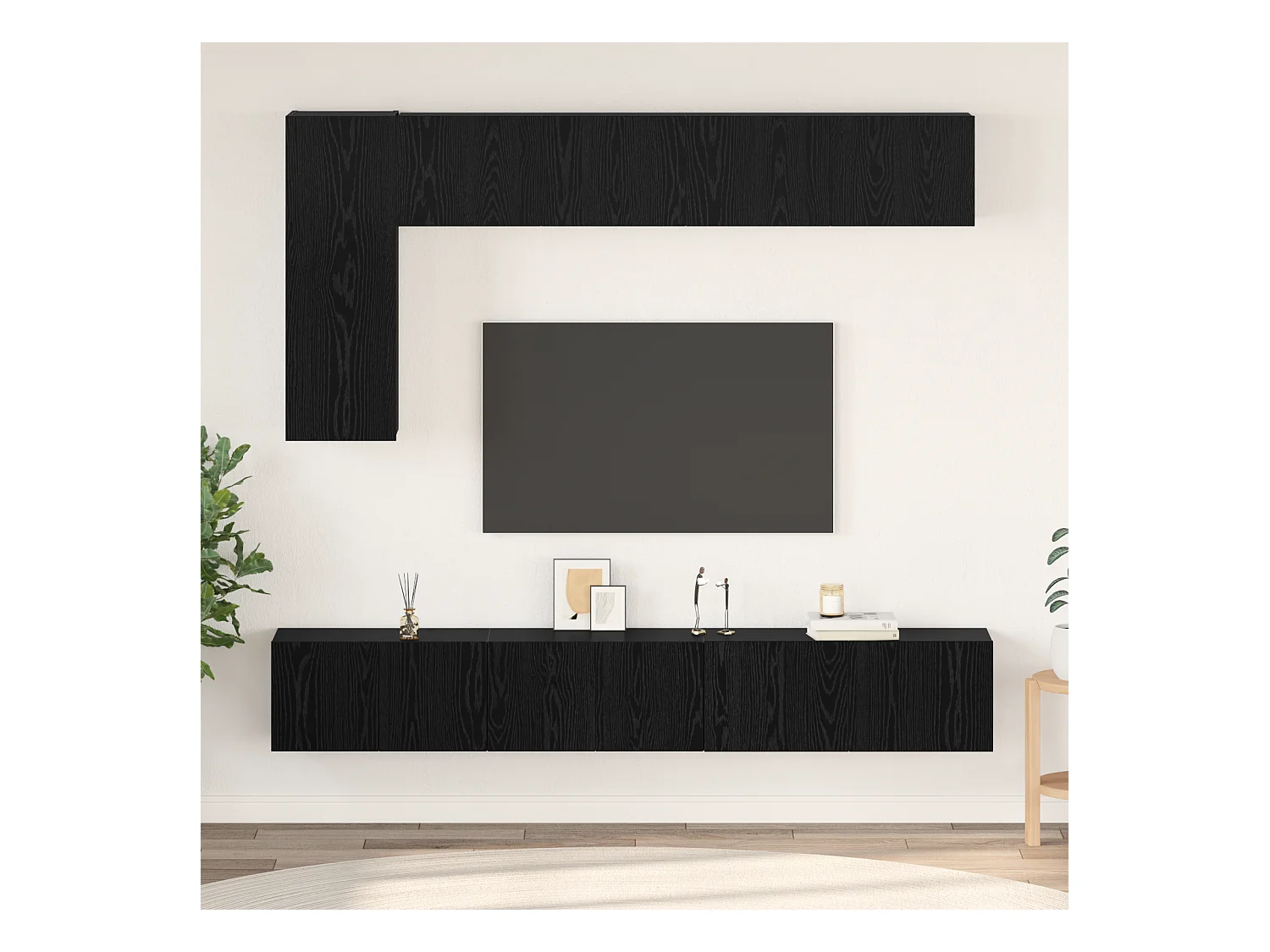 Conjunto de Mueble de TV | Mueble de salón 6 pcs Roble negro 30.5 x 30 x 90 cm