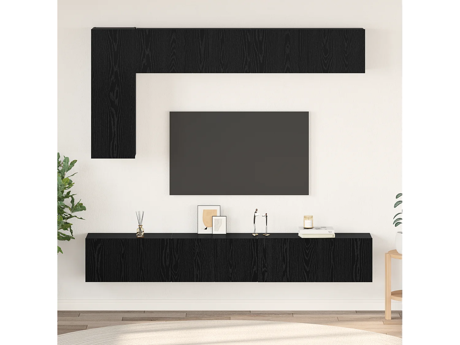 Tv-meubelset | Tv-Bank | TV-kast 6 pcs Zwart eiken 30.5 x 30 x 90 cm Bewerkt hout