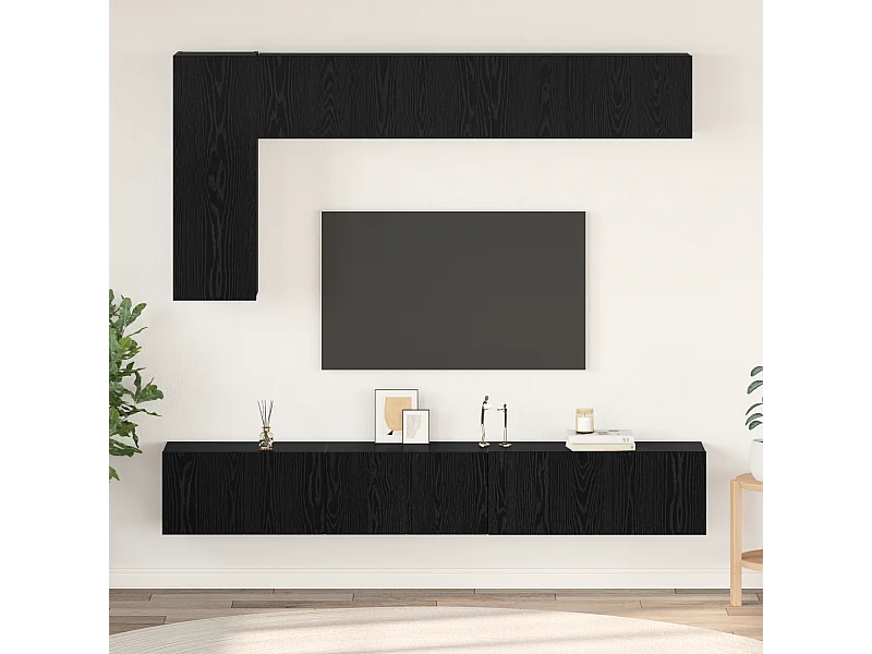 Tv-meubelset | Tv-Bank | TV-kast 6 pcs Zwart eiken 30.5 x 30 x 90 cm Bewerkt hout