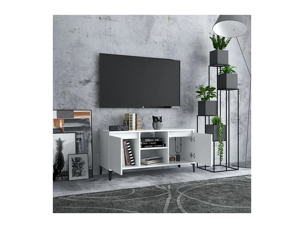 Mueble de TV | Mueble de salón con patas de metal blanco 103,5x35x50 cm