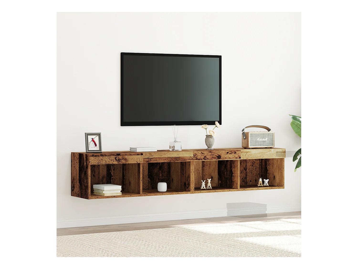 Tv-wandmeubelen | Tv-Banken | TV-kasten 2 st met LED 80x30x30 cm oud houtkleurig