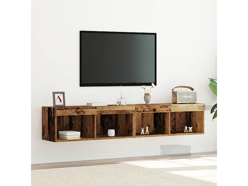 Tv-wandmeubelen | Tv-Banken | TV-kasten 2 st met LED 80x30x30 cm oud houtkleurig