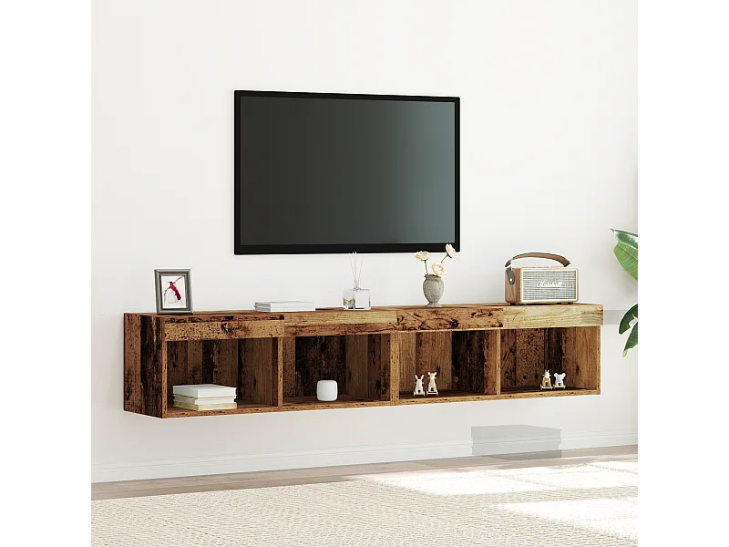 Tv-wandmeubelen | Tv-Banken | TV-kasten 2 st met LED 80x30x30 cm oud houtkleurig