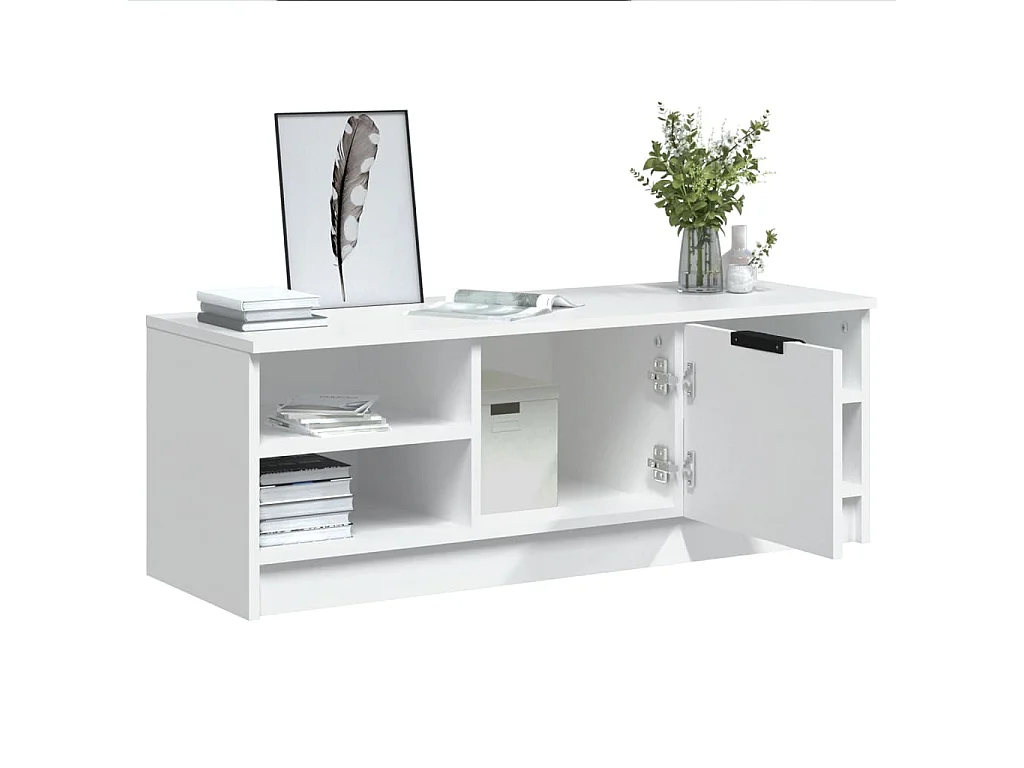 Meuble TV | Banc TV | Armoire TV Blanc 102x35,5x36,5 cm Bois d'ingénierie
