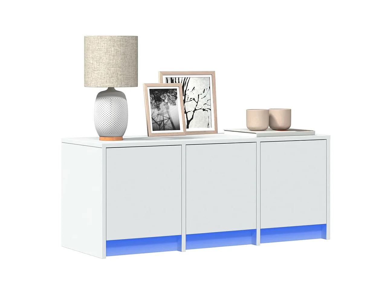 Mueble de TV | Mueble de salón con LED madera de ingeniería blanco 97x34x40 cm