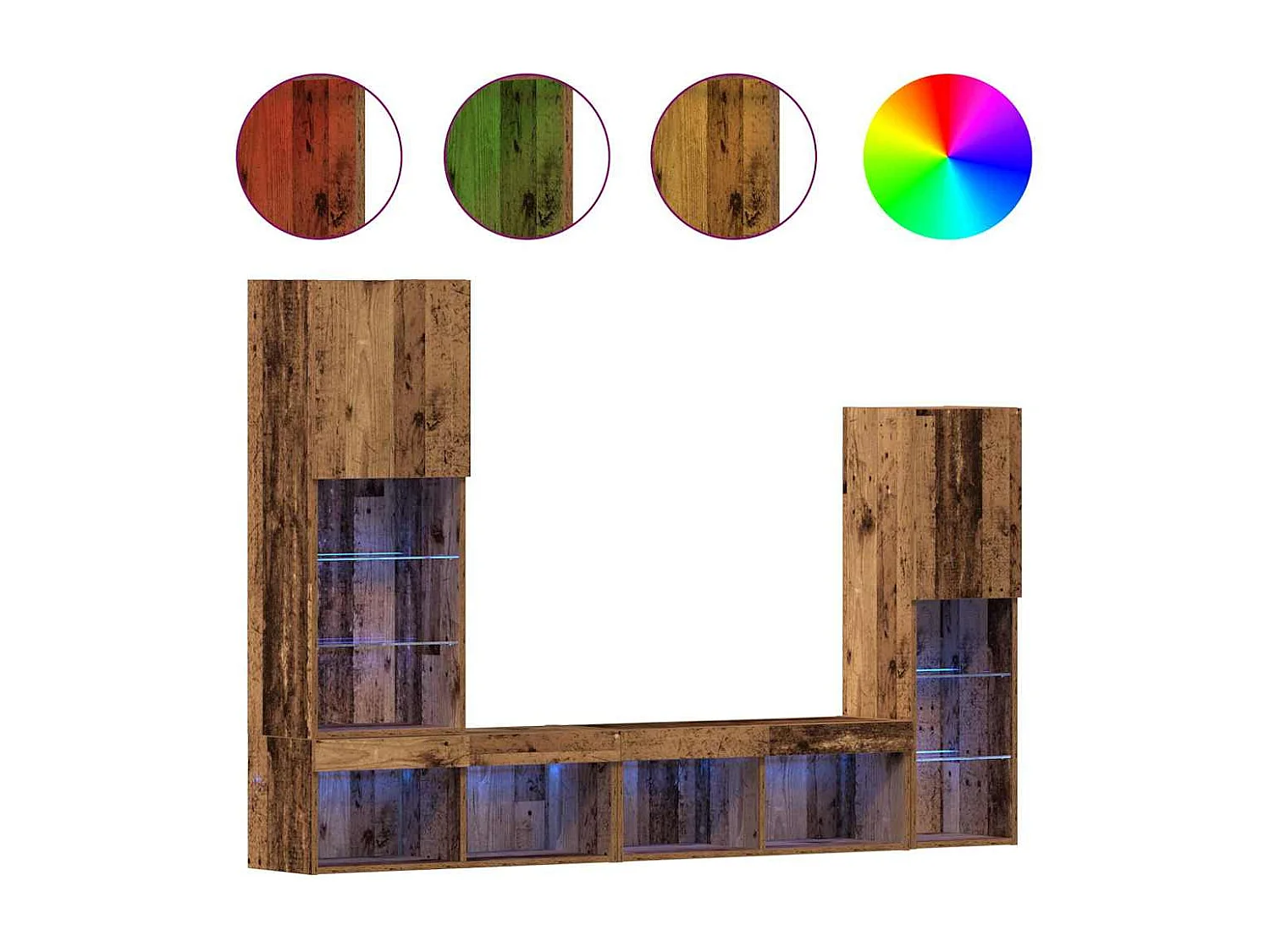 Meuble TV | Banc TV | Armoire TV avec lumières LED Bois vieilli 40.5x30x102 cm