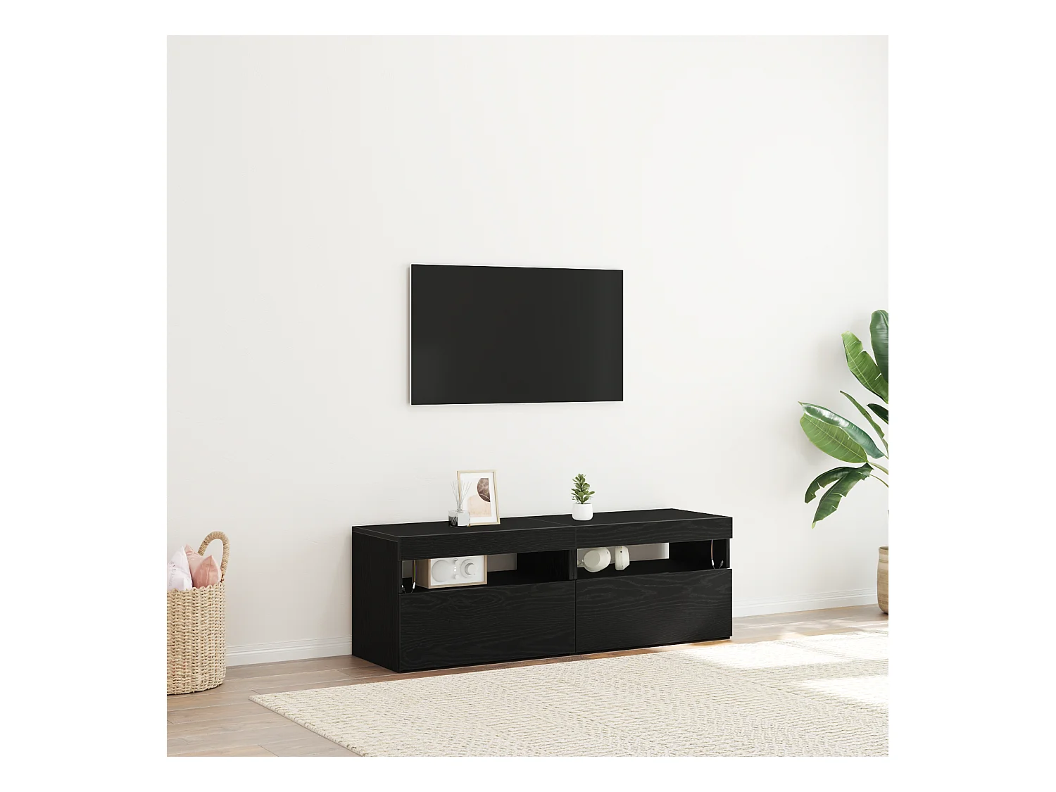 Gabinete de TV | Mueble de TV | Mueble de salón 2 pcs Negro 60 x 35 x 40 cm Madera contrachapada