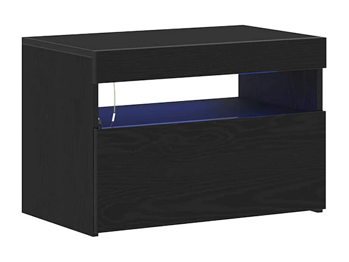 Meubles TV | Bancs TV | Armoires TV avec lumières LED 2 pcs Chêne noir 60x35x40 cm Bois d'ingénierie