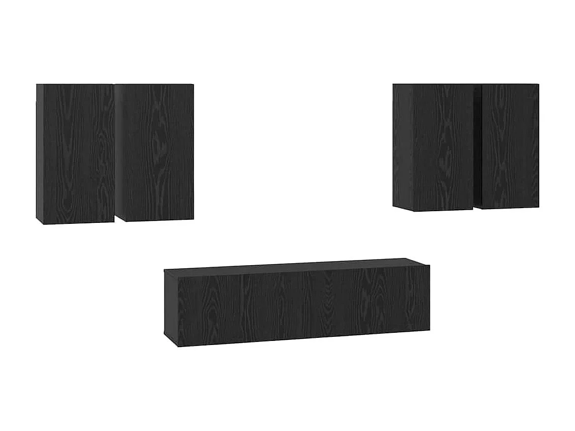 Tv-meubelset | Tv-Bank | TV-kast 6 pcs Zwart eiken 60 x 30 x 30 cm Bewerkt hout