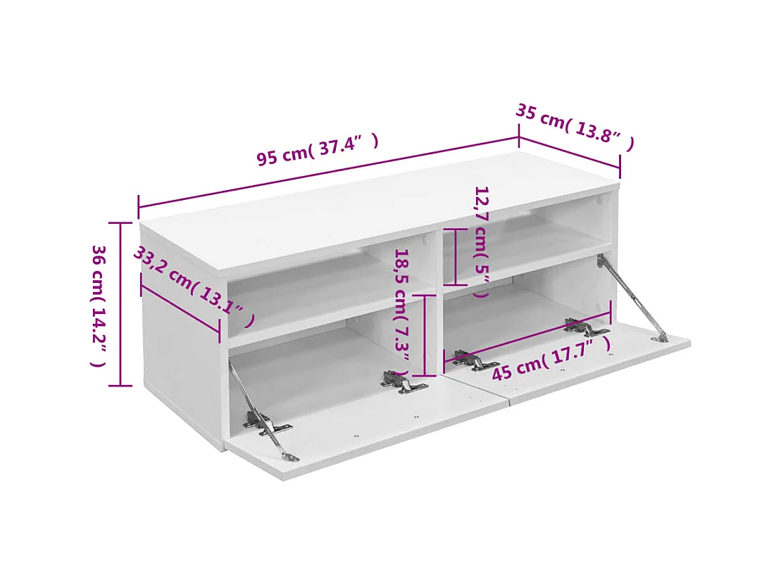 Mueble TV | Mueble para televisión madera de ingeniería blanco 95x35x36 cm