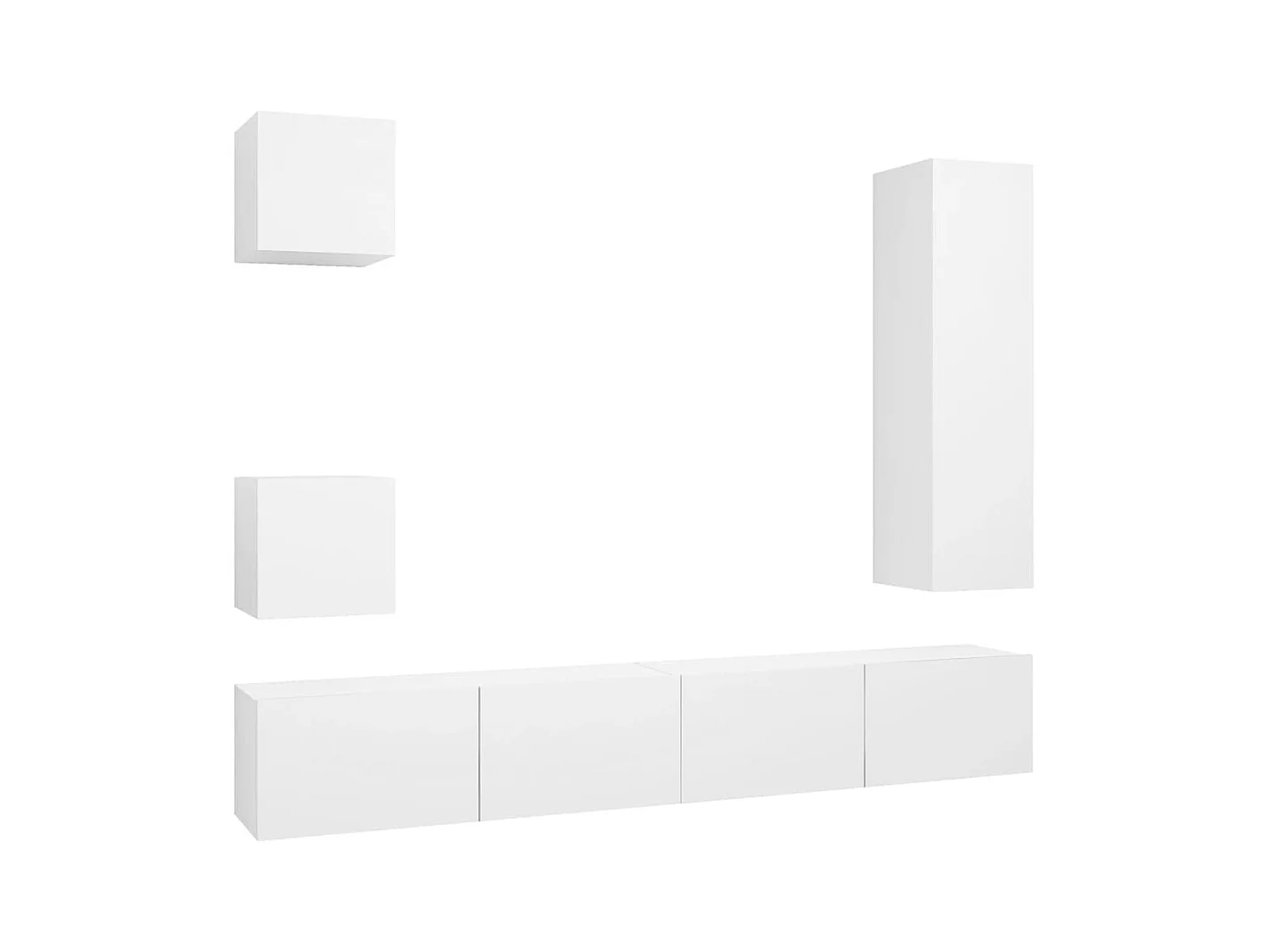 Set de muebles de salón TV | Gabinetes de TV |  Muebles de TV 5 piezas madera de ingeniería blanco