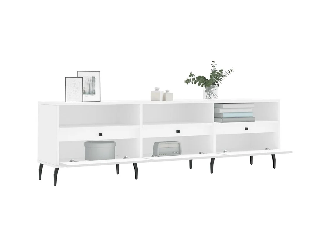 Mueble de TV | Mueble de salón madera contrachapada blanco 150x30x44,5 cm