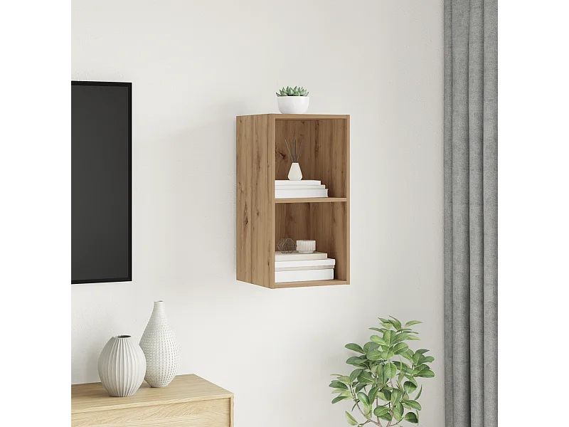 TV-kast | Tv-meubel | Tv-Bank artisanaal eikenkleurig 37 x 37 x 72 cm Bewerkt hout