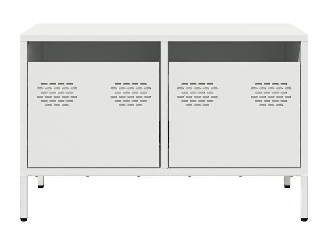 Meuble TV | Banc TV | Armoire TV blanc 68x39x43,5 cm acier laminé à froid