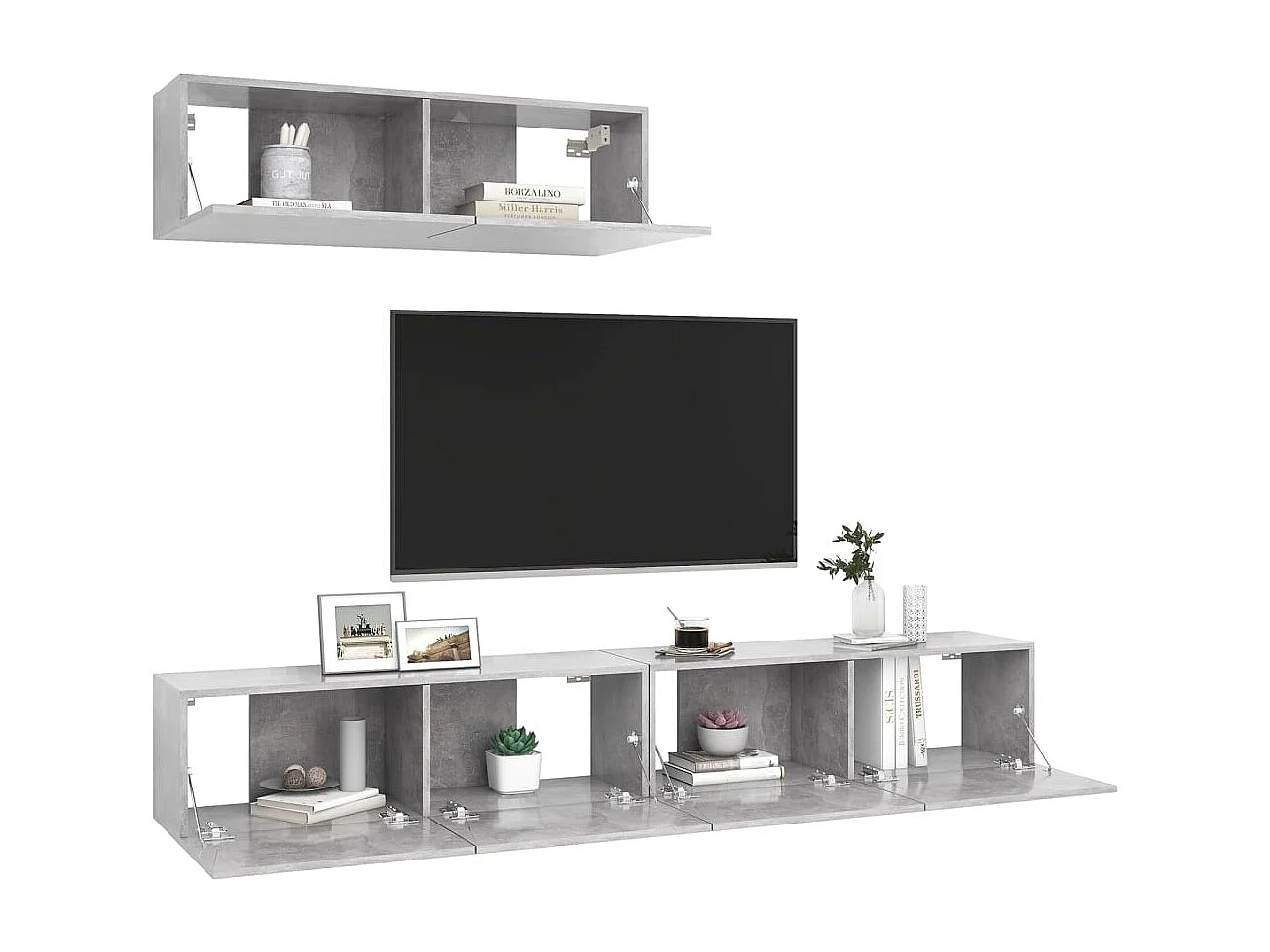Meubles TV | Bancs TV | Armoires TV 3 pcs Gris béton Bois d'ingénierie