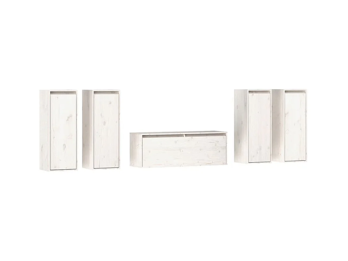muebles para TV  | Gabinetes de TV |  Muebles de salón 5 piezas madera maciza de pino blanco
