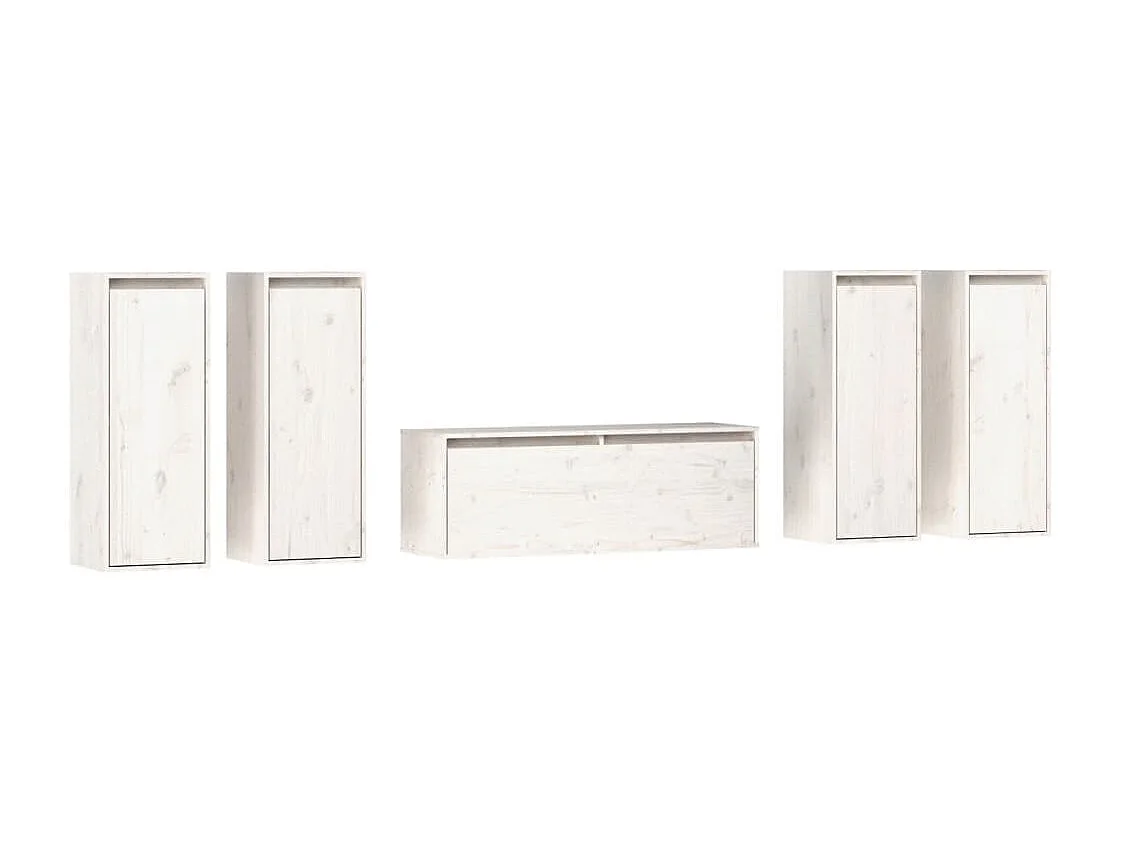 Meubles TV | Bancs TV | Armoires TV 5 pcs Blanc Bois massif de pin