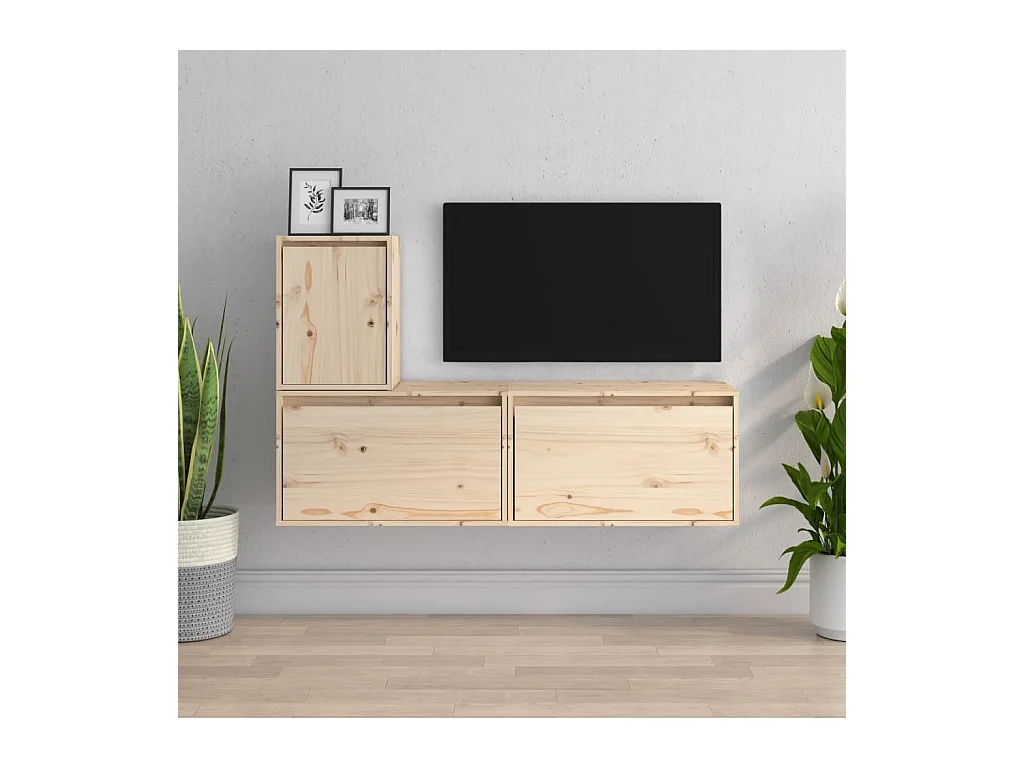 muebles para TV  | Gabinetes de TV |  Muebles de salón 3 piezas madera maciza de pino