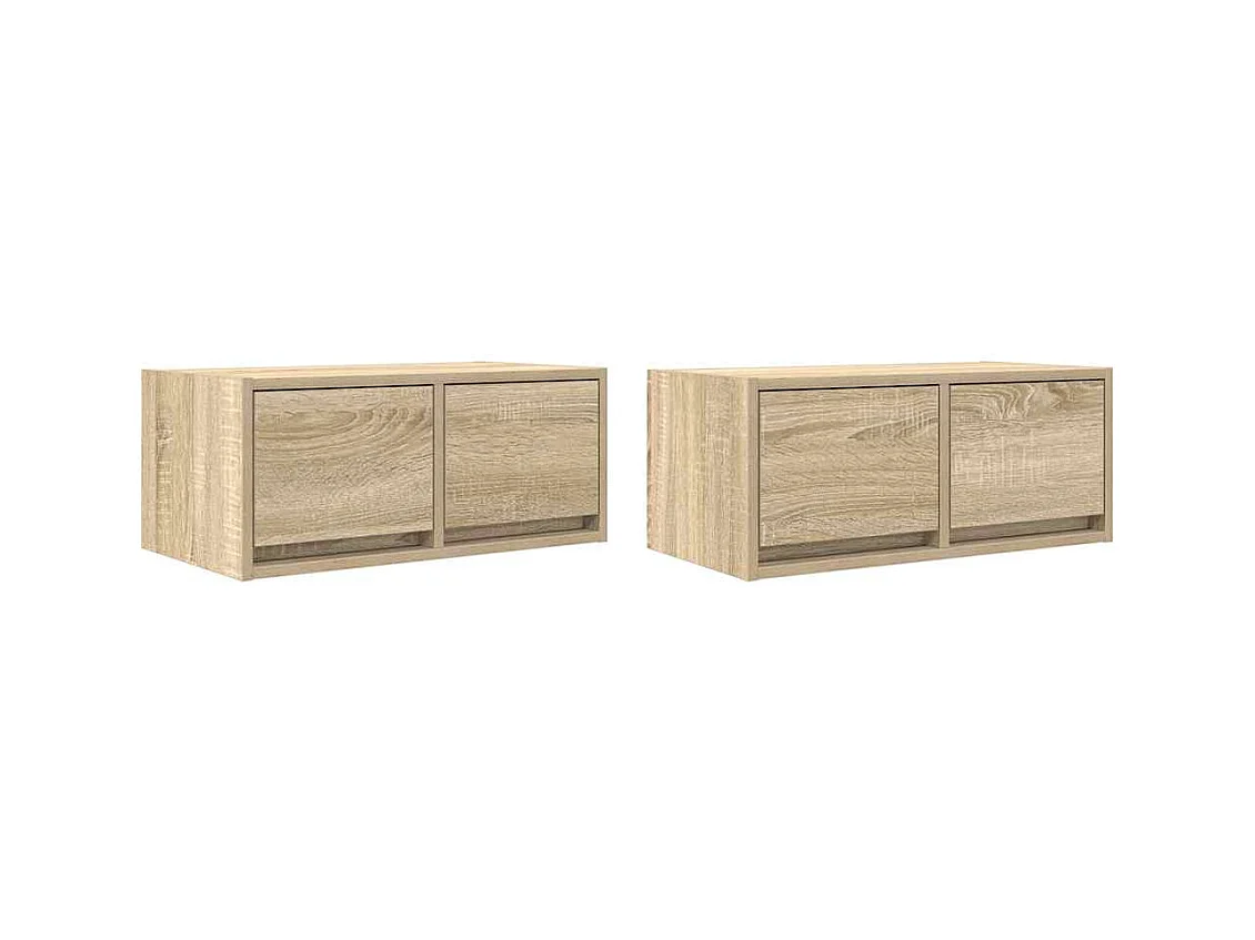 Tv-meubelen | Tv-Banken | TV-kasten 2 st 60x31x25,5 cm bewerkt hout sonoma eikenkleurig