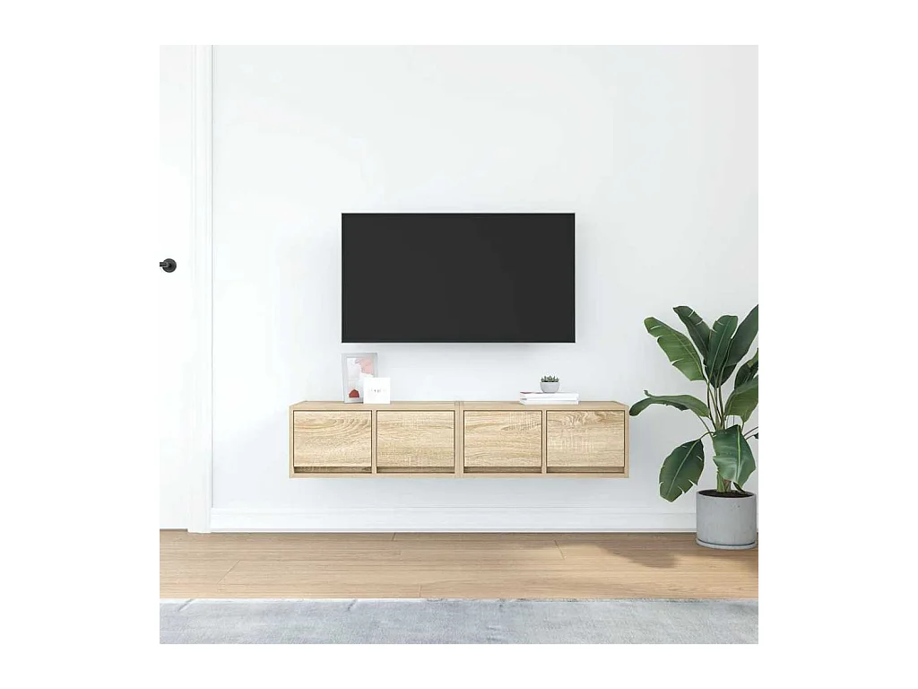 Tv-meubelen | Tv-Banken | TV-kasten 2 st 60x31x25,5 cm bewerkt hout sonoma eikenkleurig