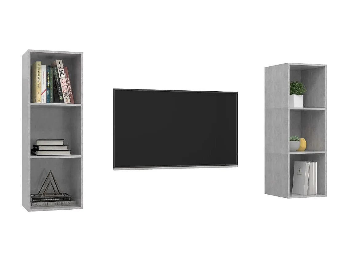 Tv-wandmeubelen | Tv-Banken | TV-kasten 2 st spaanplaat betongrijs