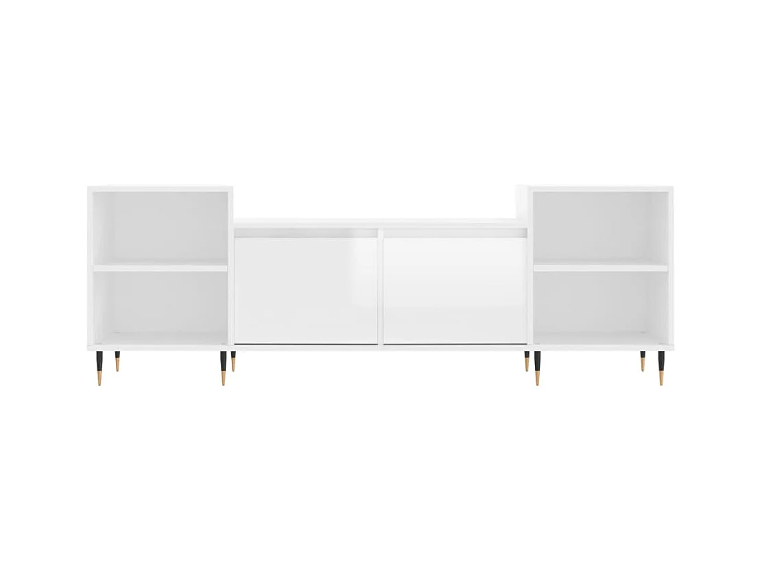 Meuble TV | Banc TV | Armoire TV Blanc brillant 160x35x55 cm Bois d'ingénierie