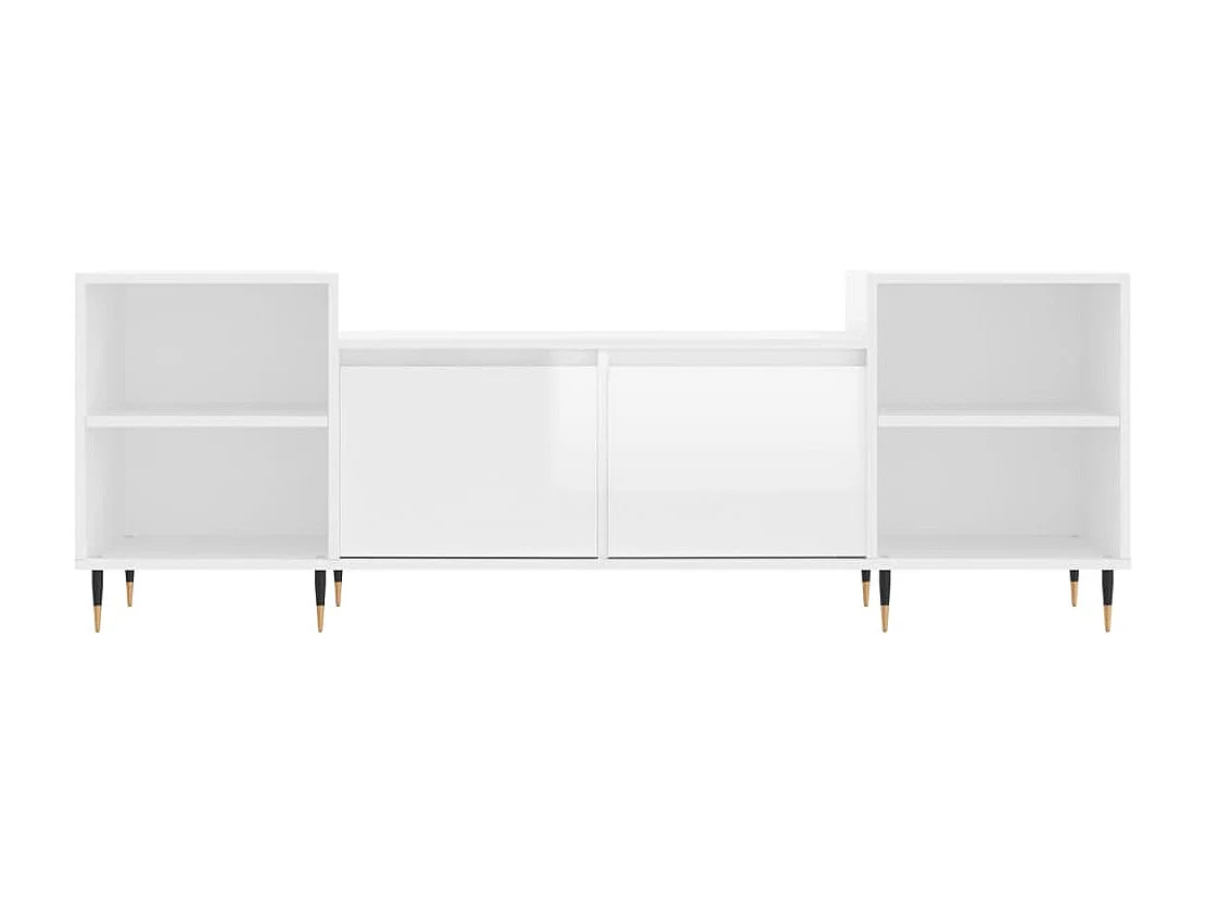 Meuble TV | Banc TV | Armoire TV Blanc brillant 160x35x55 cm Bois d'ingénierie