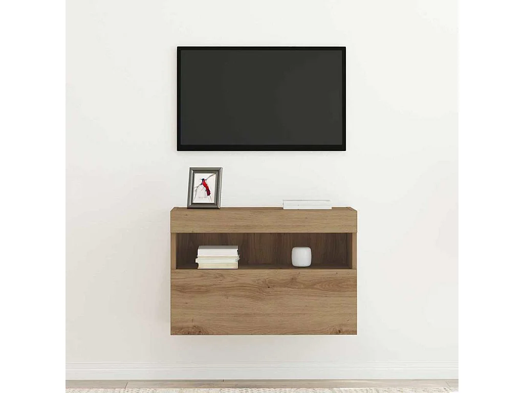 Tv-wandmeubel | TV-kast | Tv-Bank met LED 60x30x40 cm artisanaal eiken