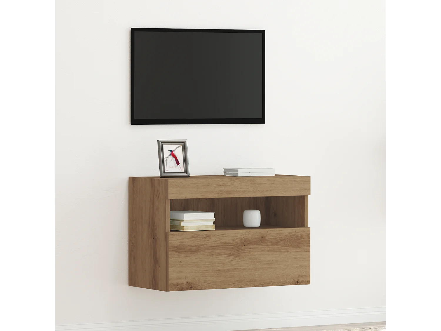Tv-wandmeubel | TV-kast | Tv-Bank met LED 60x30x40 cm artisanaal eiken