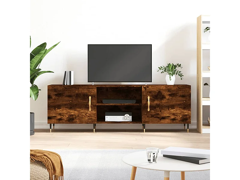 Meuble TV | Banc TV | Armoire TV chêne fumé 150x30x50 cm bois d'ingénierie