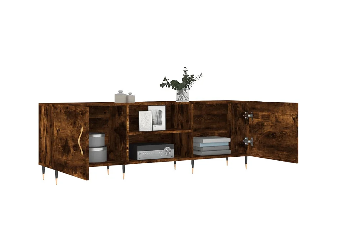 Meuble TV | Banc TV | Armoire TV chêne fumé 150x30x50 cm bois d'ingénierie