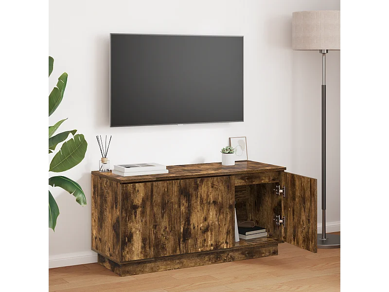 TV-kast | Tv-meubel | Tv-Bank Gerookt Eiken 100x38x49 cm Gelaagd Hout