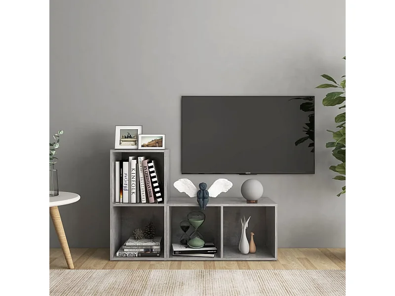 Muebles de salón | Gabinetes de TV |  Muebles de TV 2 piezas madera ingeniería gris hormigón