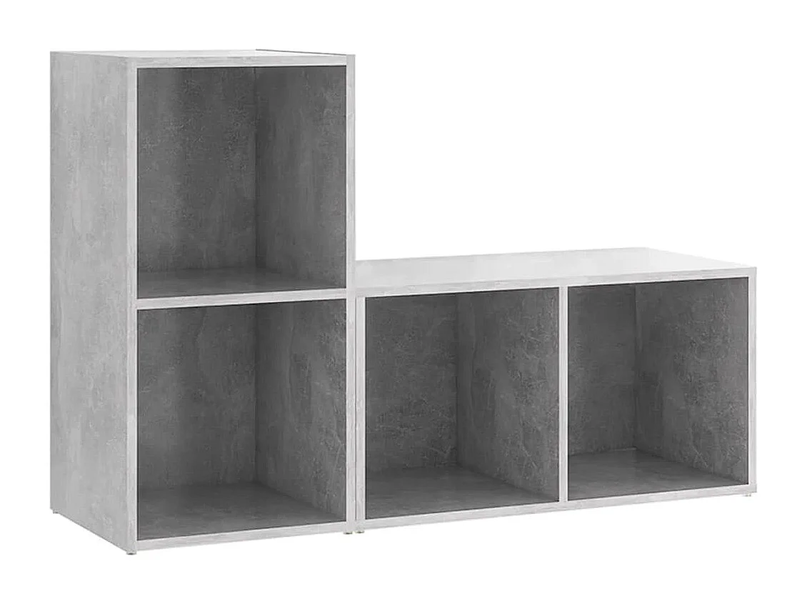Muebles de salón | Gabinetes de TV |  Muebles de TV 2 piezas madera ingeniería gris hormigón