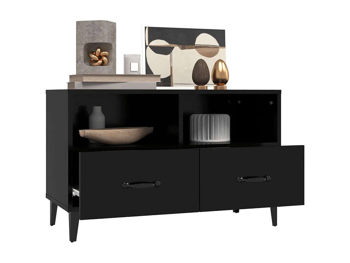 Mueble para TV  | Gabinete de TV |  Mueble de salón madera contrachapada negro 80x36x50 cm