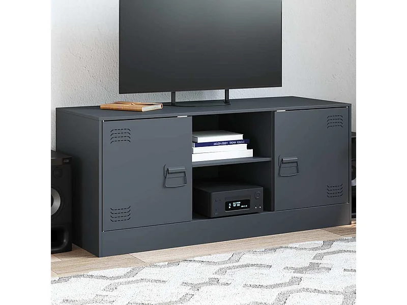 Mueble para TV  | Gabinete de TV |  Mueble de salón de acero gris antracita 99x39x44 cm