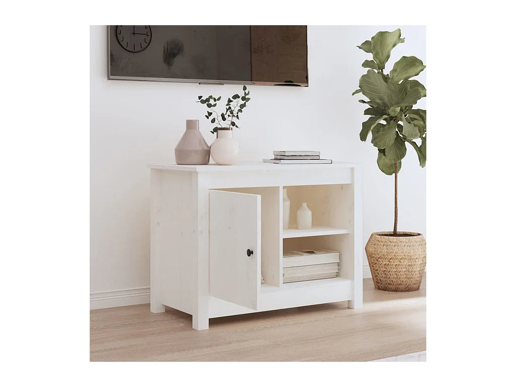 Mueble para TV  | Gabinete de TV |  Mueble de salón de madera maciza de pino blanco 70x36,5x52 cm