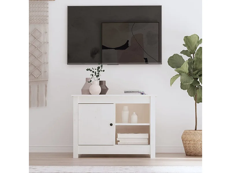 Meuble TV | Banc TV | Armoire TV Blanc 70x36,5x52 cm Bois de pin massif