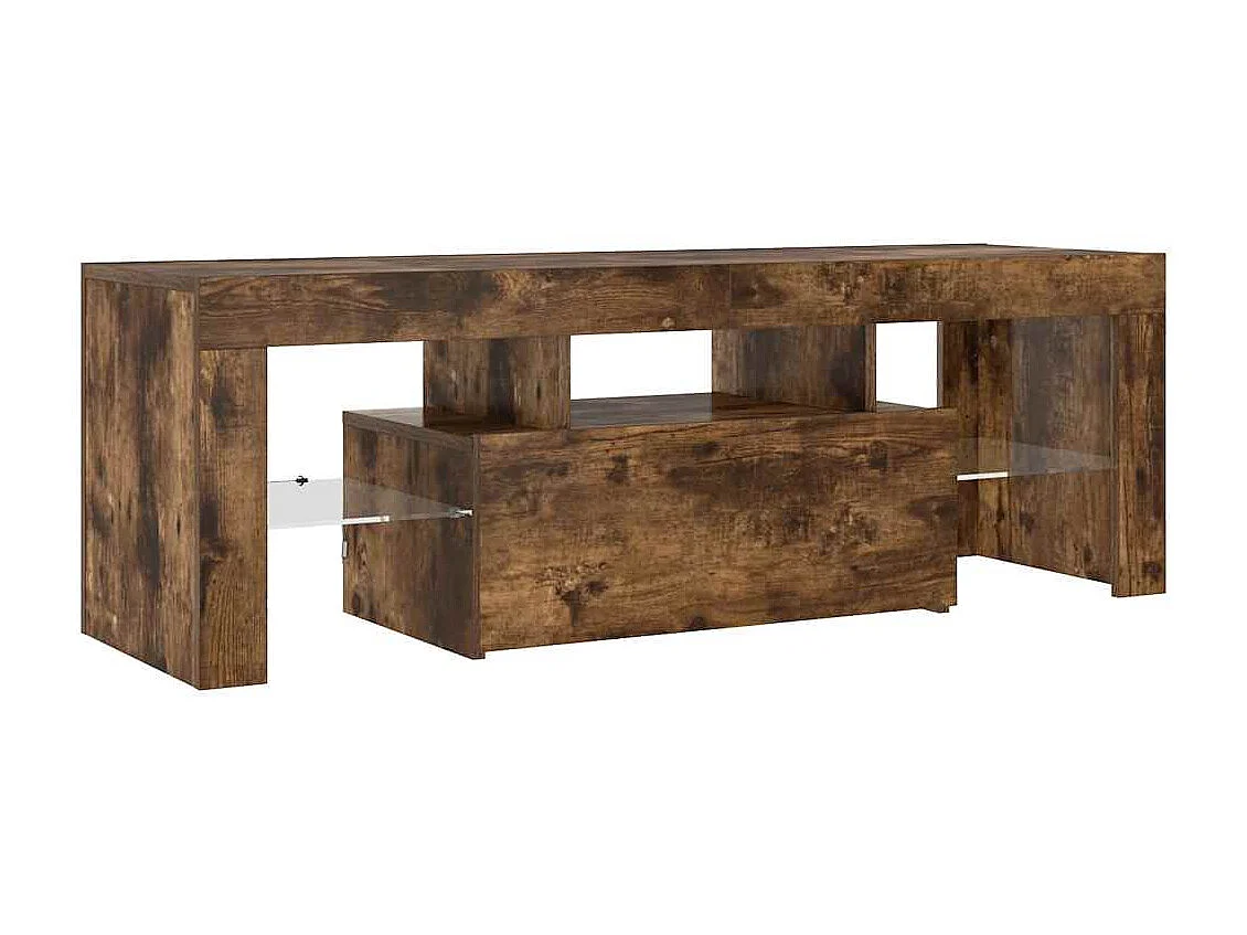 Mueble de TV | Mueble de salón con luces LED roble ahumado 120x35x40 cm