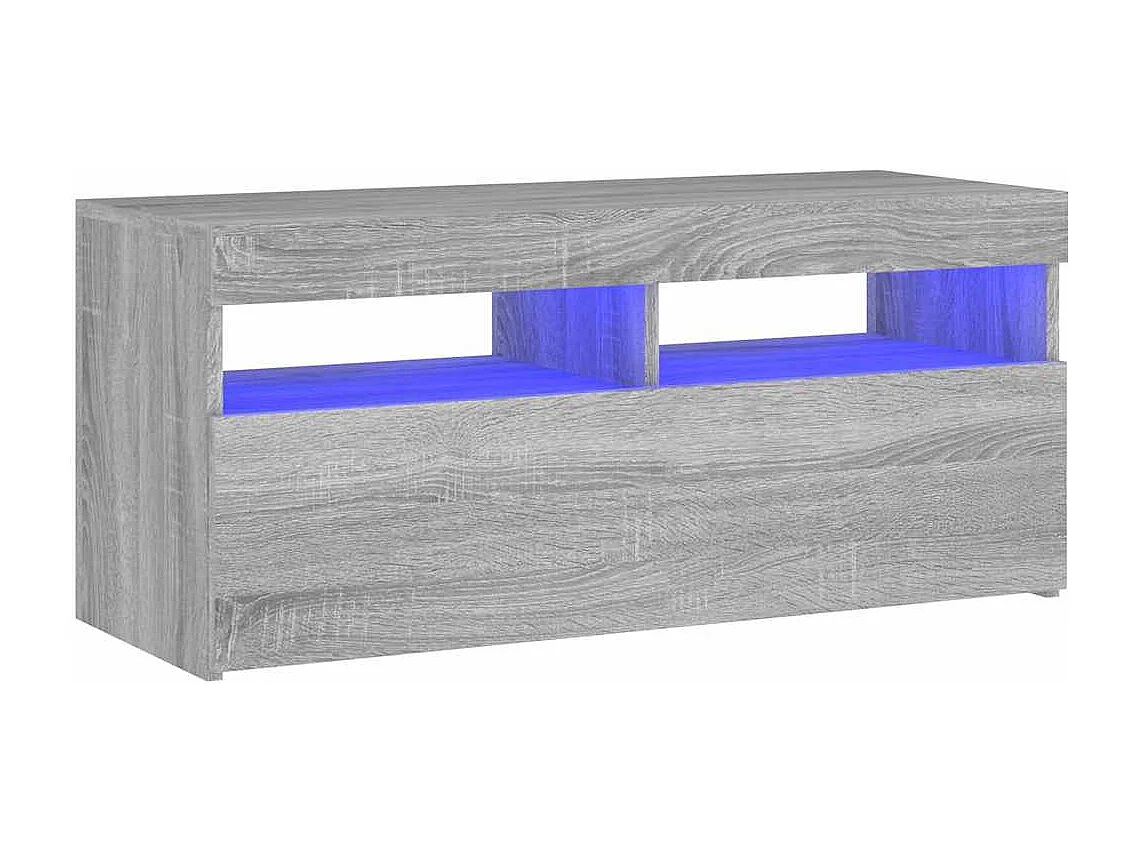 Meuble TV | Banc TV | Armoire TV avec lumières LED Sonoma gris 90x35x40 cm