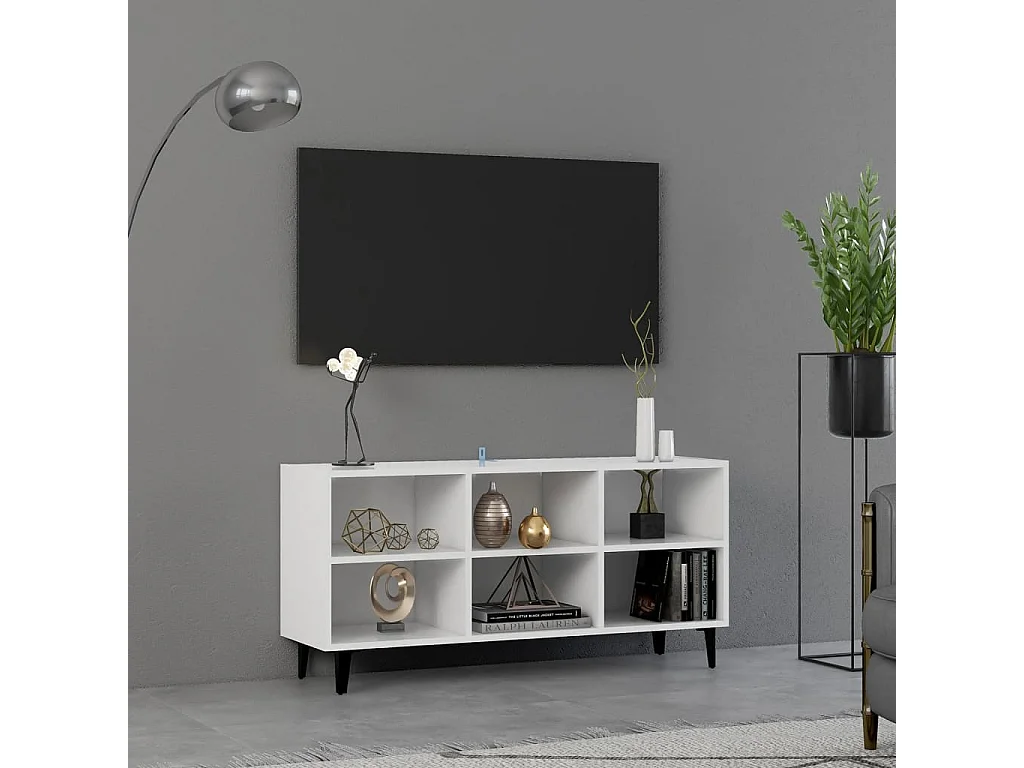 Mobile TV | Armadietto TV con Gambe in Metallo Bianco 103,5x30x50 cm
