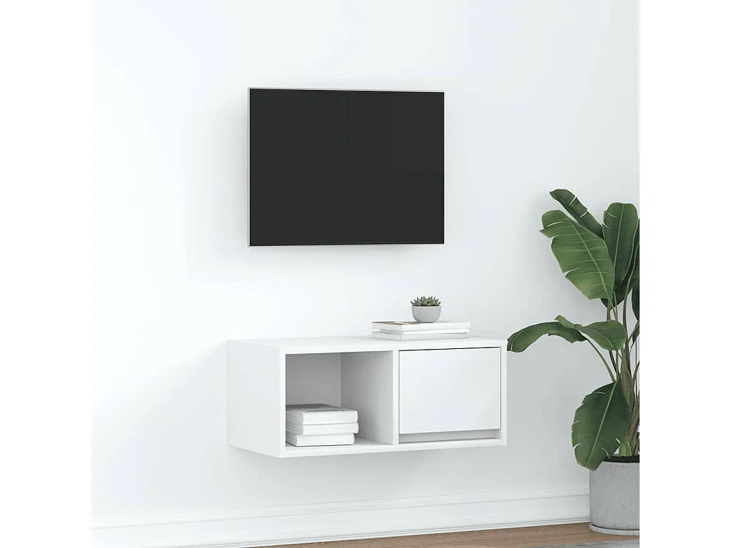 Mueble de TV | Mueble de salón de madera de ingeniería blanco 60x31x25,5 cm