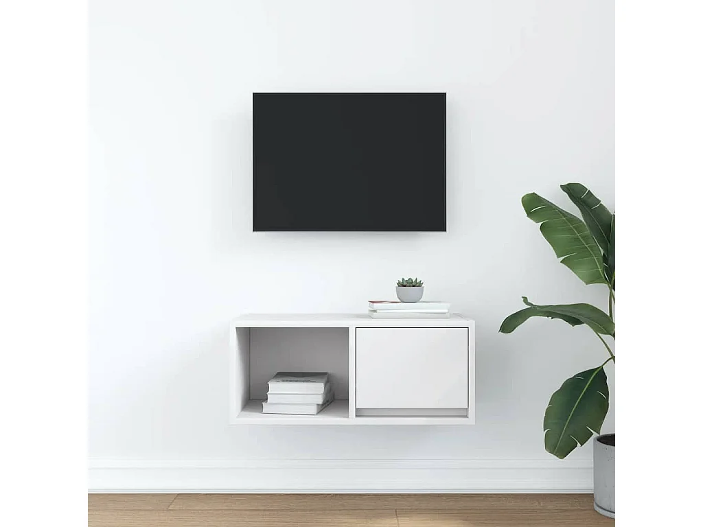 Mueble de TV | Mueble de salón de madera de ingeniería blanco 60x31x25,5 cm