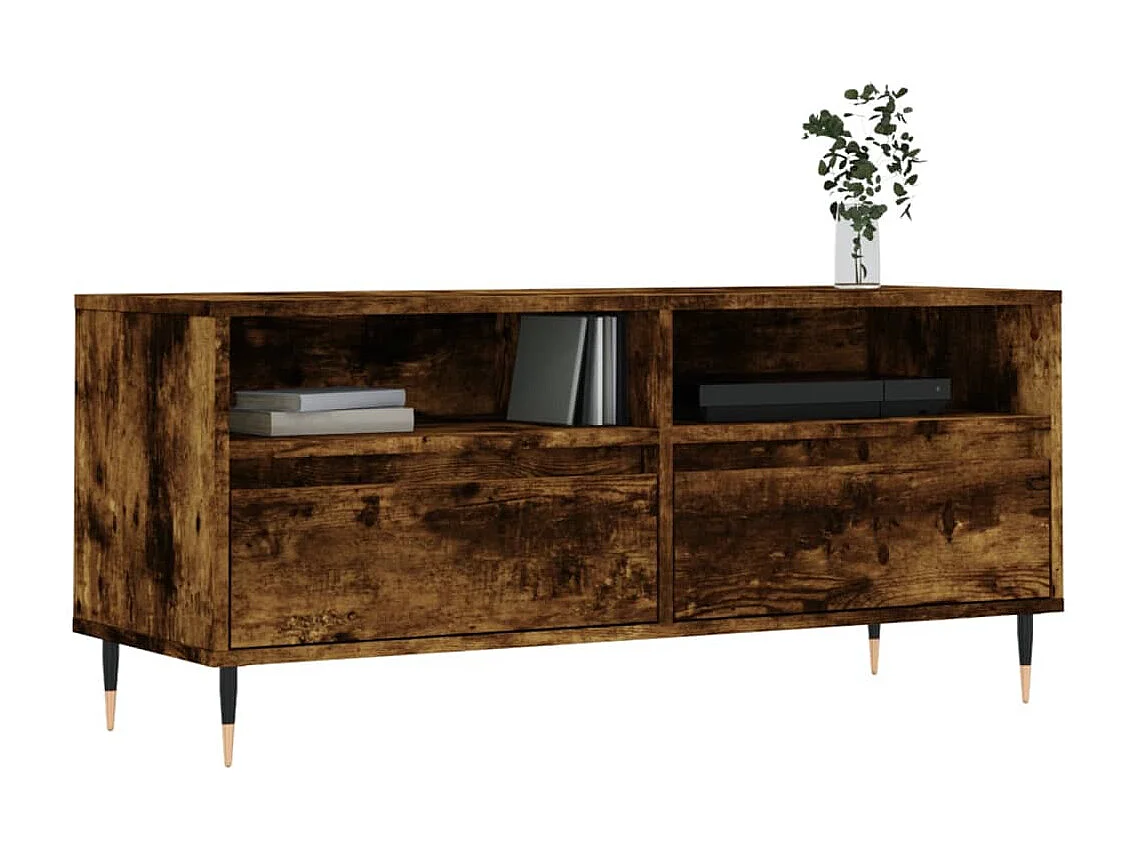 Meuble TV | Banc TV | Armoire TV chêne fumé 100x34,5x44,5 cm bois d'ingénierie