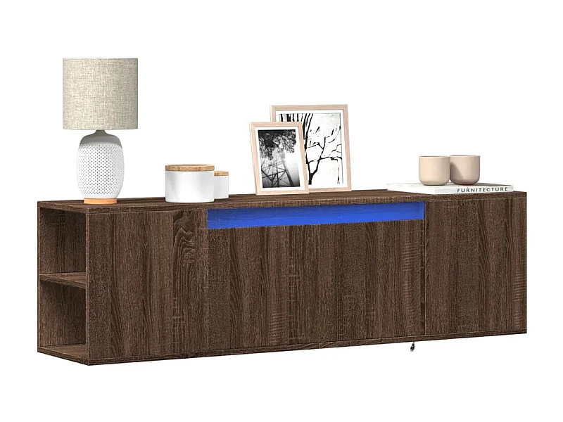 Tv-wandmeubel | TV-kast | Tv-Bank met LED-verlichting 135x31x39,5 cm bruin eiken