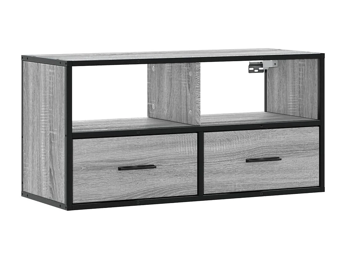 Tv-meubel | Tv-Bank | TV-kast80x31x39,5 cm bewerkt hout metaal grijs sonoma eiken