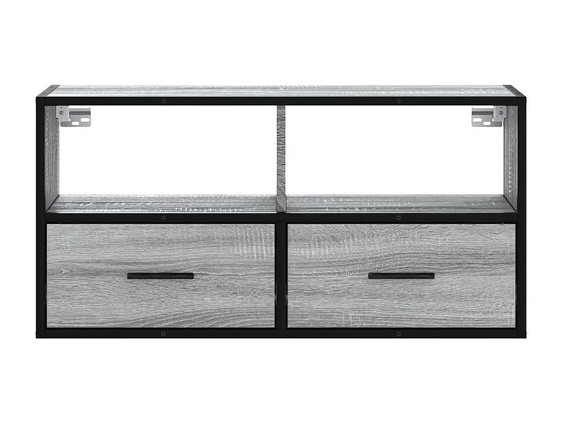 Tv-meubel | Tv-Bank | TV-kast80x31x39,5 cm bewerkt hout metaal grijs sonoma eiken