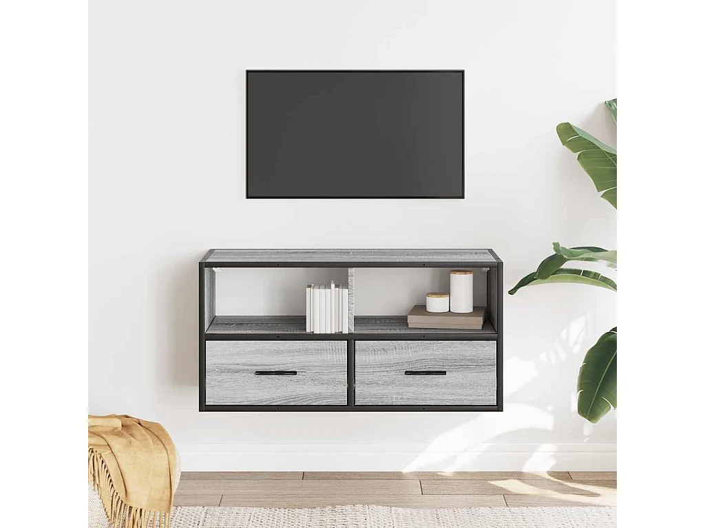 Meuble TV | Banc TV | Armoire TV sonoma gris 80x31x39,5 cm bois d'ingénierie et métal