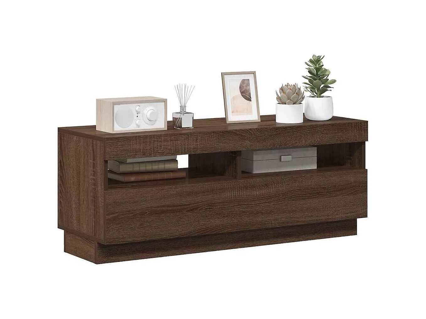 Mueble de TV | Mueble de salón con luces LED marrón roble 100x35x40 cm